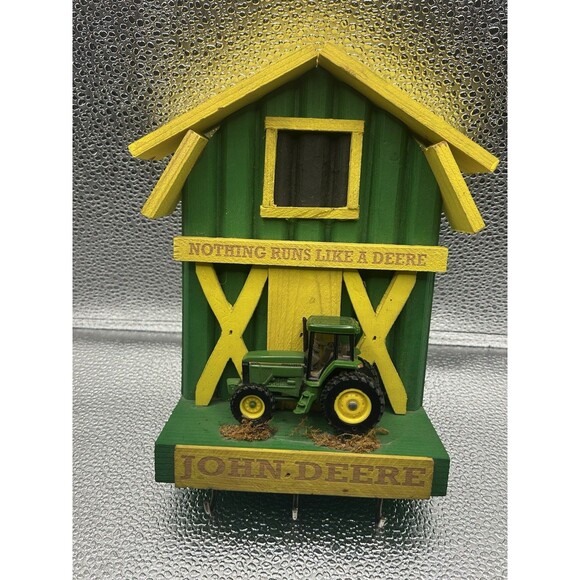 John Deere Tractor House Wall Hanging with Hooks Key Rack Toy Barn Door - Picture 1 of 11